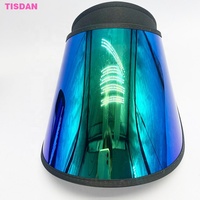 Nouveauté Logo personnalisé capuchon de pare-soleil en plastique souple bouclier miroir lentille de couleur grand bord extérieur plage et sport chapeau de protection UV