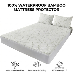 Funda de colchón impermeable de bambú ecológica, hipoalergénica, con <span class=keywords><strong>barrera</strong></span> líquida y silenciosa, protector de cama. - Product Image 1