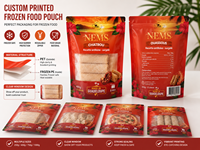 Sachet d'emballage personnalisé 450g pour chips, rouleaux de printemps et pizzas, en PE, avec fermeture éclair, impression héliogravure et fenêtre transparente