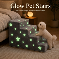 Escaliers pour animaux de compagnie modernes en gros, motif étoile fluorescente pour la sécurité nocturne, mousse 35D antidérapante, amovible et lavable pour chien