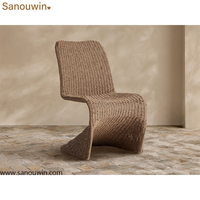 Chaise de salle à manger d'extérieur en résine tressée résistante aux intempéries, avec structure en aluminium antirouille, chaise de patio en forme de S