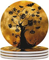 JY Tapis de dessous de verre en céramique rustique et personnalisé pour Halloween Keramiek Keramikuntersetzer Keramicki Keraminezze