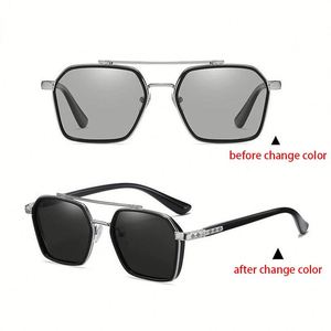 Gafas de Sol Polarizadas Fotocromáticas con Lentes de Moda Retro con Logotipo Personalizado 2025, Cambio de Color de Lentes para Conducir de Día y de Noche, Protección UV400 para Hombre - Product Image 6