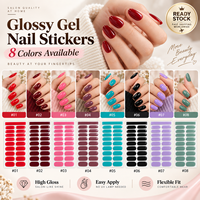 Autocollants pour ongles en gel UV non toxique couleur pure, imperméables, 20 bandes, ensemble complet, qualité salon, application facile, collection 2026 E&A