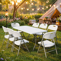 Table en plastique portable 1.5, prix de gros, table pliante rectangulaire blanche