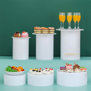 Lot de 6 sets de table à dessert en acrylique blanc, stock américain, présentoir pour buffet, gâteau, snack, rehausseur de buffet en acrylique pour traiteur Paty - Product Image 2