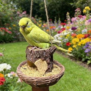 Mangeoire à oiseaux suspendue en résine pour arbre, style européen, durable, pour cour, balcon, jardin - Product Image 3