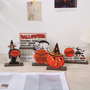 Decorazioni di Halloween per Interni, Ornamenti per Feste Familiari, Artigianato in Legno a Forma di Strega, Zucca e Teschio - Product Image 2