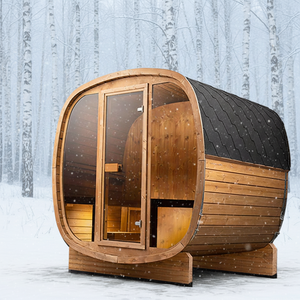 Sauna extérieur en bois d'épinette de cèdre rouge canadien pour 4 personnes, sauna panoramique extérieur de 9 kW - Product Image 2