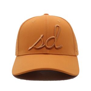 Casquette de golf unisexe orange à chevrons 6 panneaux avec logo brodé découpé au laser et imperméable pour les quatre saisons - Product Image 1