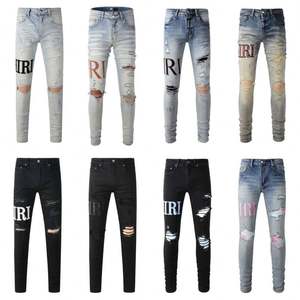กางเกงยีนส์แฟชั่นดีไซน์ลำลองสไตล์ Y2K สำหรับฤดูใบไม้ผลิและฤดูร้อน กางเกงยีนส์ขาดๆ คุณภาพสูง สตรีทแวร์ กางเกงยีนส์ผู้ชาย แต่งแพทช์ กางเกงยีนส์เดนิมสั่งทำพิเศษ - Product Image 1