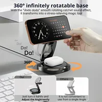 Chargeur sans fil magnétique 3-en-1 Y329 et batterie externe en alliage de zinc avec support rotatif à 360°, sortie 5W-25W pour iPhone et Apple Watch