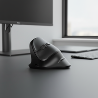 Mouse Gaming Vertikal Ergonomis 6D Nirkabel 2.4G & BT Tiga Mode OEM USB & Type-C Optik untuk Tangan Kiri PC/Laptop Kantor