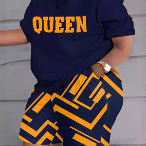 Ensemble décontracté d'été pour femme : Crop top et short imprimé lettres, tenue deux pièces en tissu avec motifs décoratifs - Product Image 4