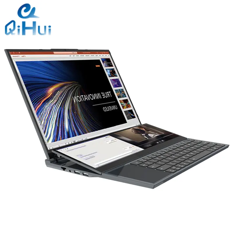 Qihui Hot Sale 16 Inch +14 Inch Core I7 10Th Generation 2 Screen Laptop PC Gamer Portable Touch Dual Screen Laptop