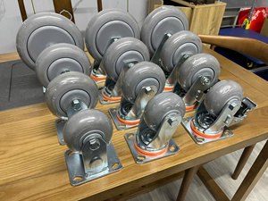 Roulettes robustes avec bande de roulement en caoutchouc thermoplastique, support en acier zingué, frein pivotant, performance de roulement fluide, 4, 6, 8 pouces - Product Image 6