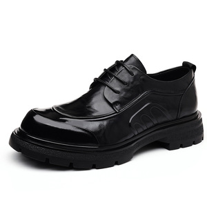 Chaussures habillées en cuir véritable pour hommes, style Oxford, bout rond, à lacets, pour l'automne, avec semelle extérieure en caoutchouc antidérapante - Product Image 5