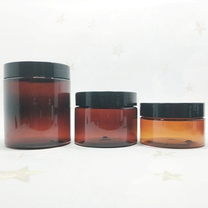 100ml 120ml 150ml 200ml 250ml Cosmetic Cream Hair Gel Food Container Amber <b>Plastic</b> <b>Jar</b> with Gold Aluminium Lid - Product Image 6