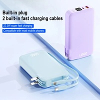 Batterie externe Li-Polymère 10000mAh à charge rapide avec prise murale, affichage numérique, pour utilisation en extérieur, 3 câbles, compatible iPhone sans fil