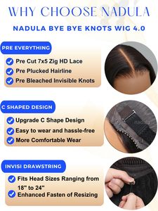 Perruque Yaki Straight Bob à cordon de serrage, <span class=keywords><strong>cheveux</strong></span> humains, sans colle, pré-coupée, 7x5 HD, Bye Bye Knots, perruque à dentelle frontale, pré-épilée, nœuds invisibles - Product Image 5