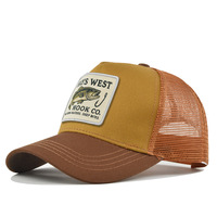 Gorra de béisbol de malla con bordado de pesca, estilo gorra con visera curva, protección solar de verano, a la moda y deportiva
