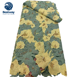 Bestway Beads Guipure con bordado de encaje de lentejuelas tela de encaje de cordón de alta calidad para mujer - Product Image 4