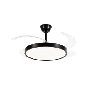 2026 LED fan light white black metal spray paint wood grain ring fan canteen bedroom living room remote control - Product Image 1