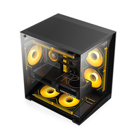Boîtier M-ATX panoramique vue mer, design incliné, tour de jeu noire, châssis PC en verre intégral 270°, supportant une carte graphique de 335 mm et 7 ventilateurs