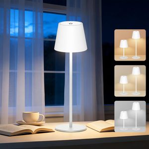 Lampada da Tavolo in Plastica Antela con Controllo Touch LED, 3000K 4000K 5000K, Ricaricabile a Batteria, Paralume Bianco, Design Minimalista - Product Image 3