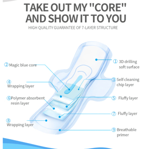 Assorbenti Igienici OEM con Etichetta Privata, 290mm, con Chip Anionico, in Cotone Organico, Biodegradabili, Super Morbidi, Ultra Assorbenti, Vendita all'Ingrosso - Product Image 2