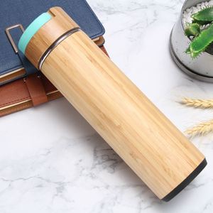 Eco-Friendly Thermos Vacuum Insulated Vaccum Stainless Steel Bamboo Thermal <b>Coffee</b> Tea Water <b>Flask</b> - Product Image 5