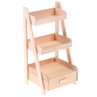 Model Furnitur Mini Berkualitas Tinggi Rak Bunga Simulasi Kayu Miniatur Rak Bunga Kayu untuk Rumah