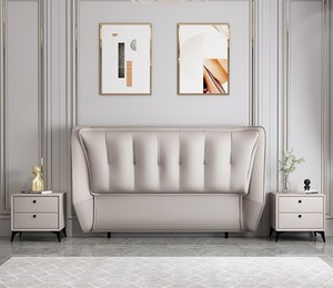 <span class=keywords><strong>Letto</strong></span> in pelle minimalista trapuntato queen size pannello a parete alta trapuntato di lusso a parete in <span class=keywords><strong>oro</strong></span> di lusso testiera king - Product Image 6