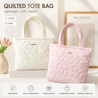 Tas Tote Katun Berlapis Wanita Ringan Empuk Resleting Kapasitas Besar Tas Tangan Fashion Logo Kustom OEM ODM Tas Belanja Kasual