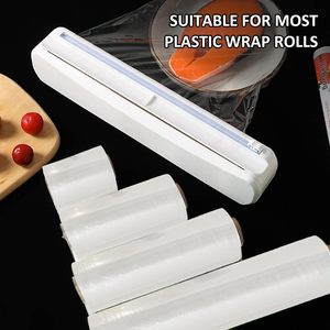 Dispensador de plástico film con cortador, soporte reutilizable para película adhesiva para platos y tazones de cocina, tamaño L, diseño minimalista - Product Image 4