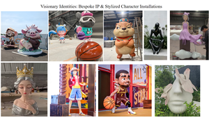 <span class=keywords><strong>Sculpture</strong></span> de <span class=keywords><strong>buste</strong></span> de fille de dessin animé en fibre de verre sur mesure, grande taille, avec cheveux roses, pour centre commercial et parc, statue d'art moderne en FRP - Product Image 5