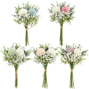 Bouquets de mariage de demoiselle d'honneur mariée Bouquet de souffle de bébé d'hortensia artificiel réaliste