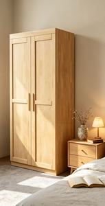 Armoire scandinave moderne en bois avec portes battantes style Shaker, meuble de rangement autoportant en bois massif pour chambre à coucher - Product Image 4