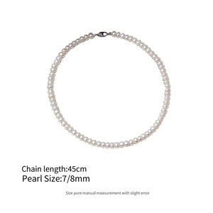 Collar clásico de perlas de agua dulce de plata 925 para mujer, cadenas de cuentas con forma de patata de lujo ligero con joyería de perlas rosas naturales - Product Image 3
