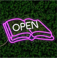 Libro de neón LED con control remoto para decoración del hogar, iluminación de escritura de música publicitaria, funciona con pilas para sala de estar, tiendas de bodas