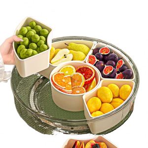 Hot Selling <b>Large</b> <b>Plastic</b> Snack Tray Divided Serving Compartments Lid Handle Spices <b>Storage</b> Food Platter for Kitchen Use - Product Image 4