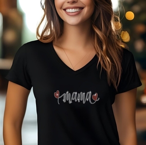 Nuovo arrivo disegno di natale papillon pronto per la spedizione strass su misura t-Shirt fornitori della fabbrica all'ingrosso delle donne t-Shirt - Product Image 5