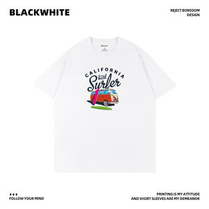 Camiseta de manga corta Ksoorna con estampado de California Surf Bus para jóvenes, estudiantes y parejas, ropa de ocio transpirable unisex L 175/98A - Product Image 4