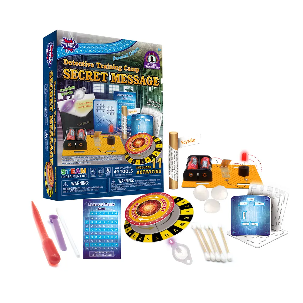 BIG BANG SCIENCE Detective Training Camp - Secret Message Pretend Play Super Spy Gear STEM Science Kit for Kids