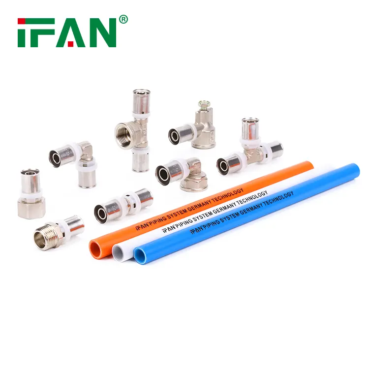 IFAN PEX Al PEX Pipe Fittings Water Gas Plumbing Brass Press Fittings Tee Coupling Elbow PEX Press Fitting