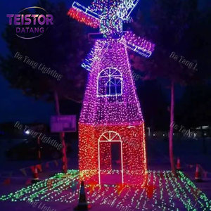 Décoration de Noël extérieure lumineuse à motif moulin à vent LED, affichage de roue éolienne illuminée - Product Image 5