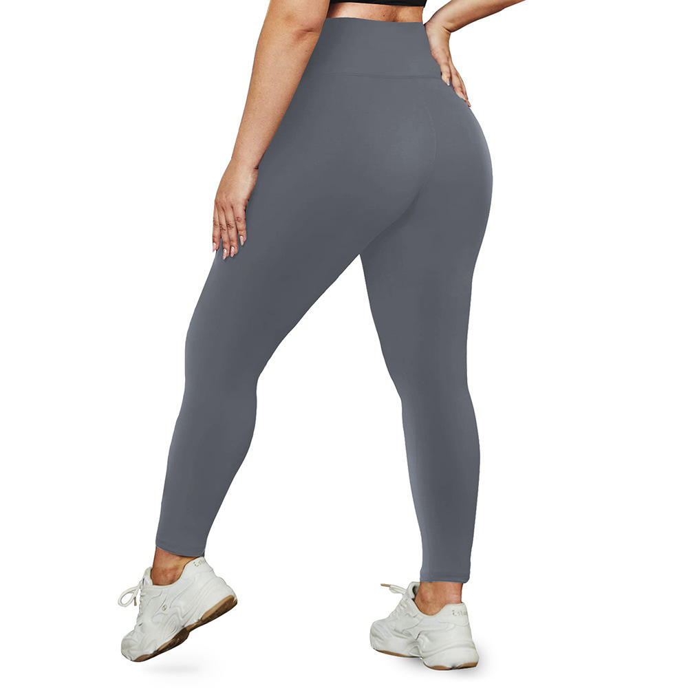 Dark Gray Nine-Point Length Plus-Size Yoga Pants