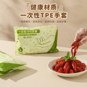 Disposable Tpe Gloves 200 Pcs L Size Thickened For Kitchen Cleaning Household Use - Product Image 1