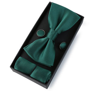 Farfallino colorato di lusso e Set da taschino scatole regalo in poliestere Set papillon per uomo - Product Image 2