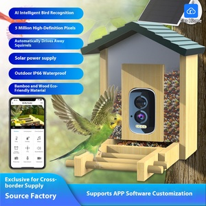 Oufa Ai Ngoài Trời Bằng Gỗ Tự Động Nhà Thông Minh Wifi Kết Nối Năng Lượng Mặt Trời Powered Sóc Bằng Chứng Bird Trung Chuyển Với Máy Ảnh - Product Image 6